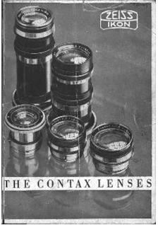 Zeiss Ikon Lenses - misc manual. Camera Instructions.
